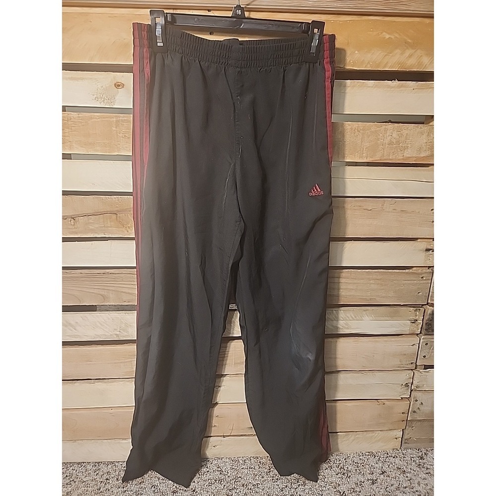 Adidas Men's Black & Red‎ Striped  Mesh Lined Track Pants Size M Zip Ankle